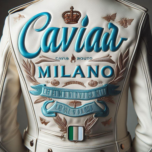 Caviar Milano Cow Hide Designer Biker Jacket High Grade Embroidery 3d Leather